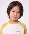 T-shirt a maniche lunghe in cotone color block bambino ecru/multicolore
