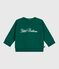 Felpa in cotone con ricamo Petit Bateau neonato verde EVERGREEN