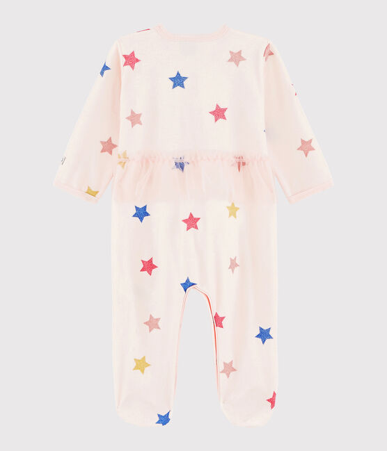 Tutina a stelle bebé femmina in ciniglia rosa FLEUR/bianco MULTICO