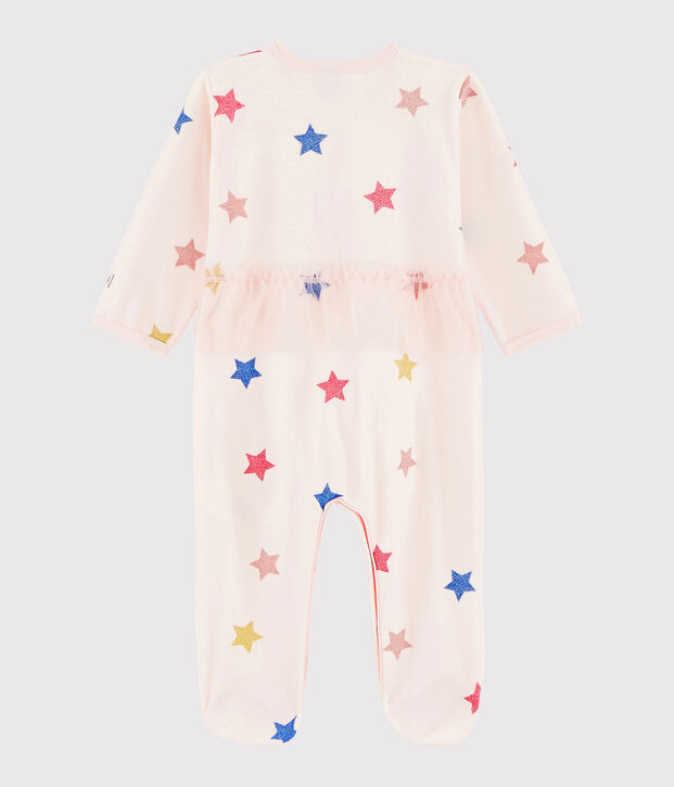 Tutina a stelle beb&eacute; femmina in ciniglia rosa/multicolore