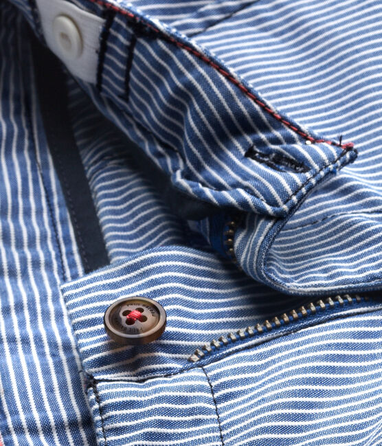 Pantaloni chino bambino a righe blu SURF/bianco ECUME