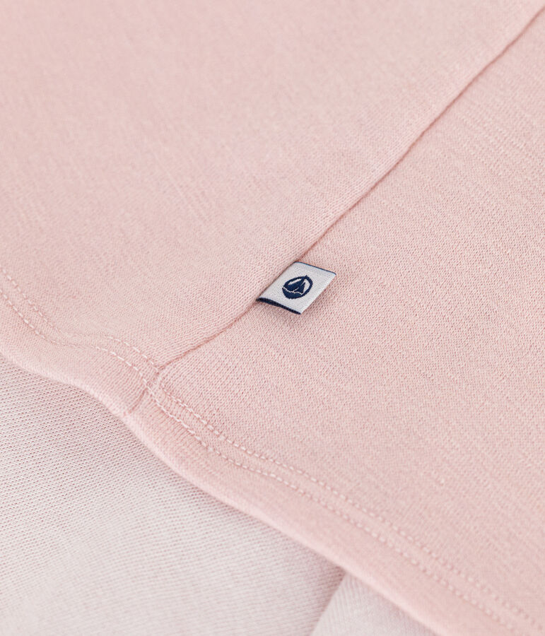 T-shirt a maniche lunghe in lana e cotone donna rosa