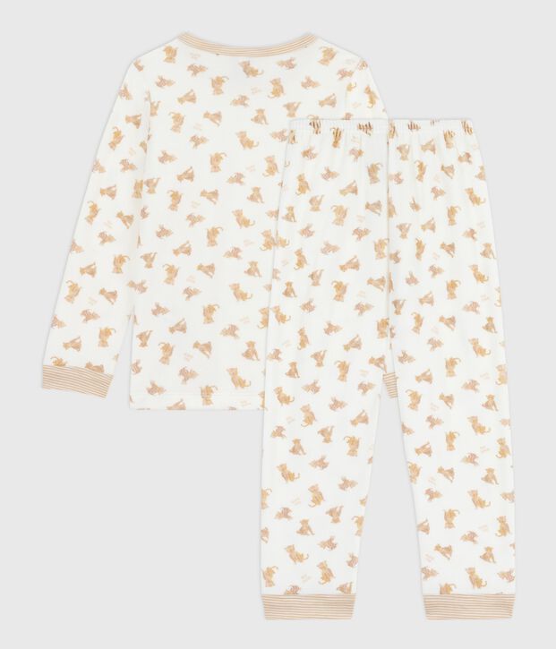 Pigiama in ciniglia con leopardi stampati bambino ecru/multicolore