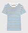 T-shirt L'ICONIQUE girocollo in cotone bio donna bianco MARSHMALLOW/blu DELFT