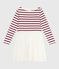 Abito a maniche lunghe in cotone e tulle bambina rosso MILK/ AMARANTE