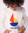 T-shirt a maniche lunghe in cotone con stampa bambino ecru MILK