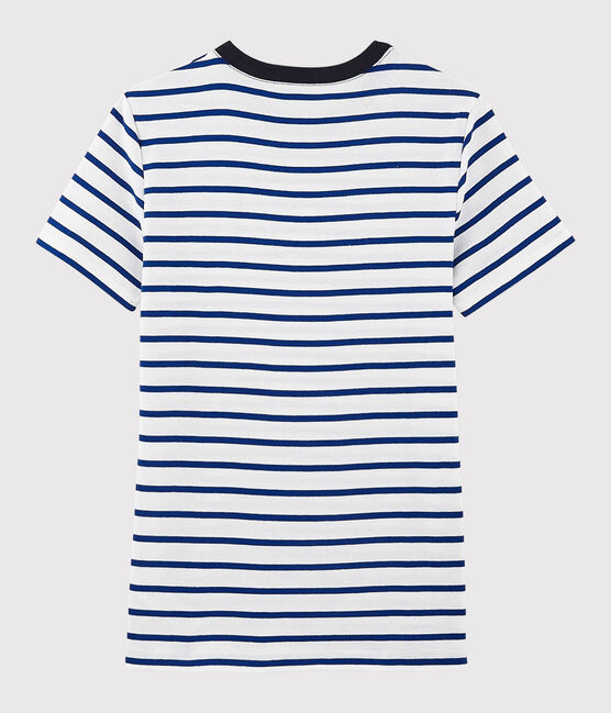 T-shirt girocollo iconica in cotone Donna bianco MARSHMALLOW/blu SURF