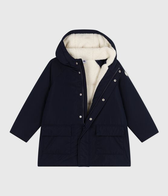 Parka bambino lunghezza midi tinta unita blu SMOKING