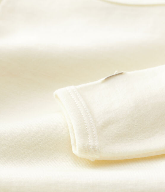 Body maniche lunghe bebè in lana e cotone bianco MARSHMALLOW