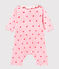 Bodyjama senza piedi bebè femmina a costina 1x1 fantasia rosa VIENNE/bianco MULTICO