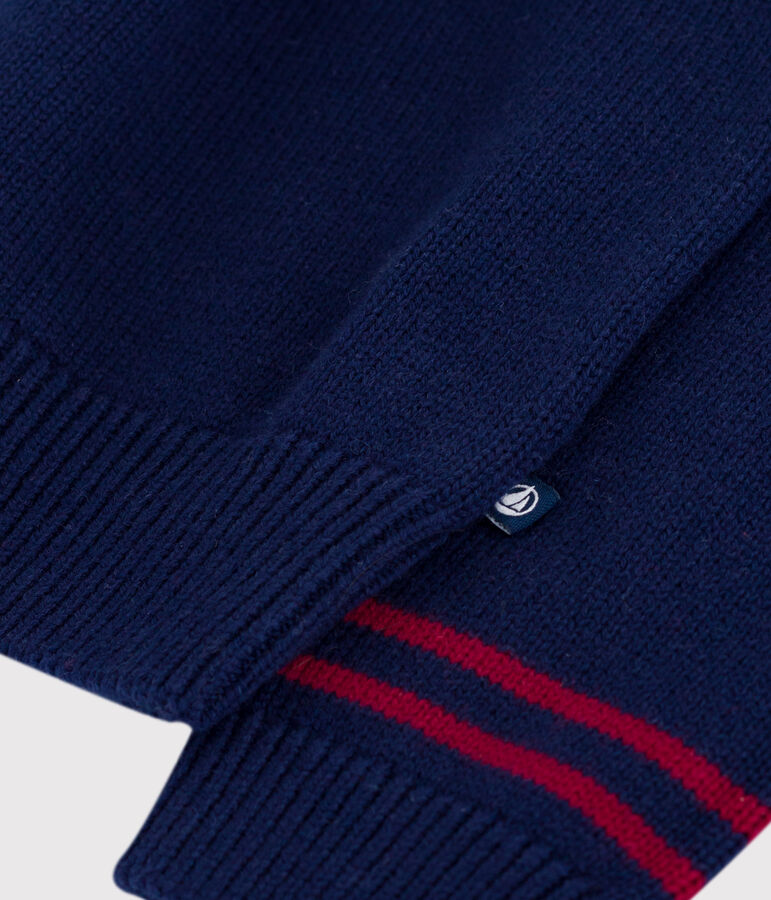 Pullover a collo alto in misto lana e cotone fantasia bambino blu/multicolore