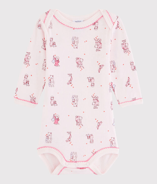 Body manica lunga beb&egrave; femmina rosa/multicolore