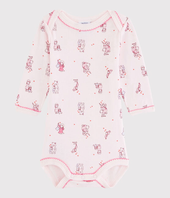 Body manica lunga bebè femmina rosa VIENNE/bianco MULTICO