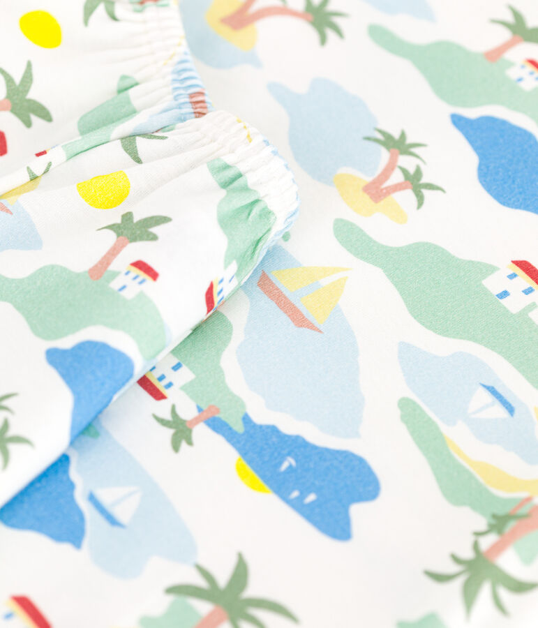 Pigiama corto in cotone con stampa bambino bianco/multicolore