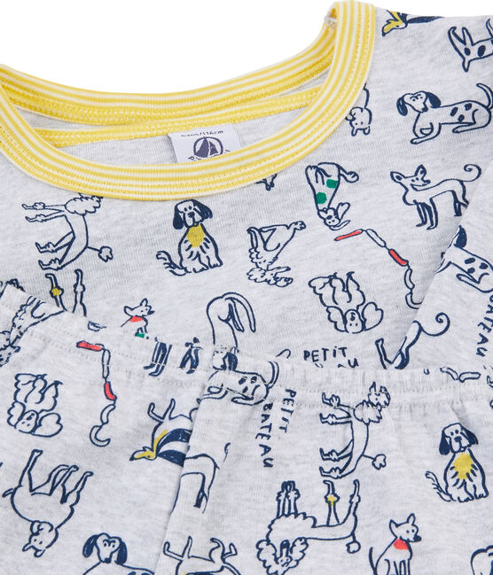 Pigiama bambino a costine grigio BELUGA/bianco MULTICO
