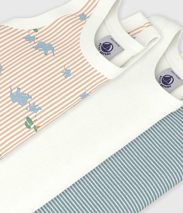 Set di body senza maniche in cotone con elefanti stampati neonato multicolore