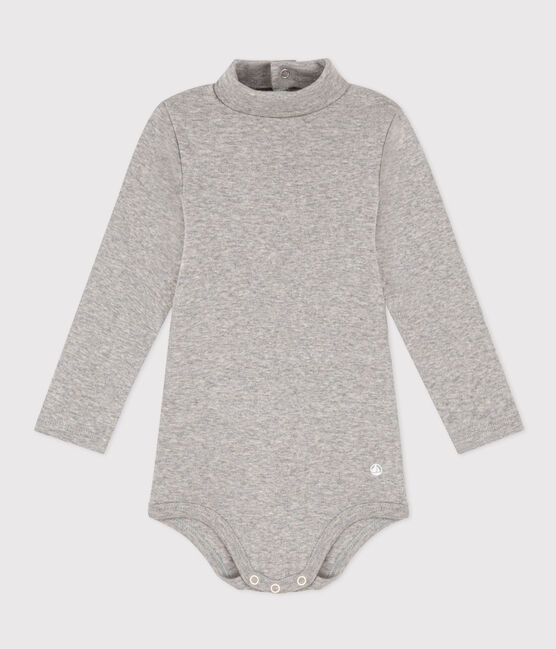 Body a manica lunga e collo alto in cotone per bebè grigio CHATON CHINE