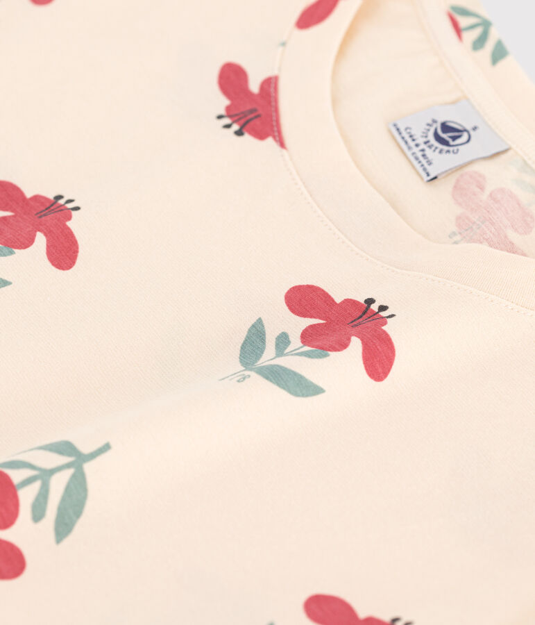 T-shirt LE DROIT girocollo in cotone Donna ecru/multicolore