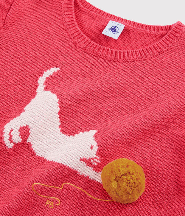 Pullover in lana e cotone bambina rosa