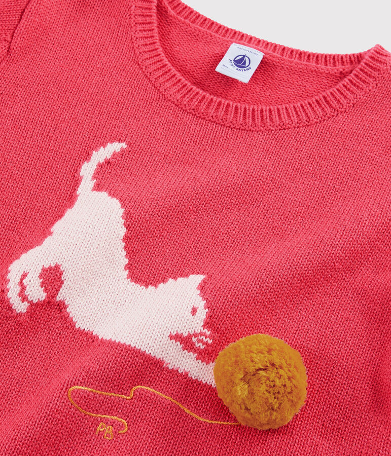 Pullover in lana e cotone bambina rosa