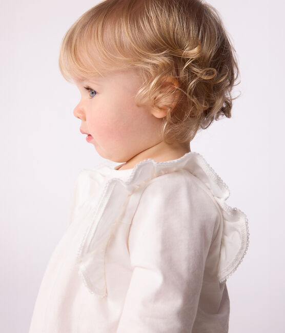 Blusa a maniche lunghe in cotone tinta unita neonato bianco MARSHMALLOW