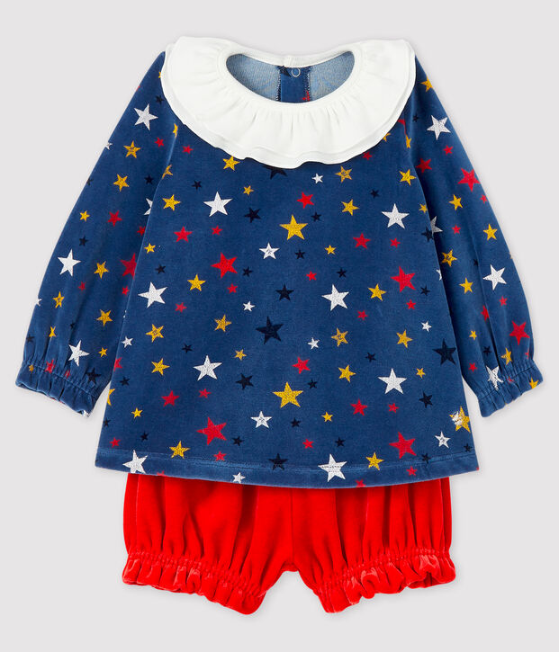 Completo due pezzi beb&egrave; femmina blu/multicolore