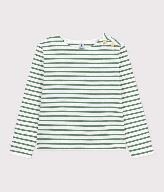 Marinière a maniche lunghe in cotone donna verde MARSHMALLOW/ PALMERAIE