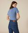 T-shirt L'Iconique scollo a V in cotone tinta unita donna blu BEACH