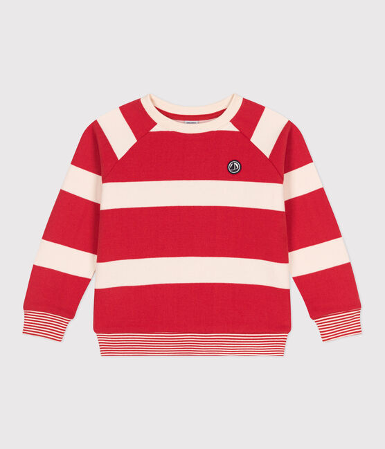 Felpa bambino unisex in cotone a righe rosso AURORA/ AVALANCHE