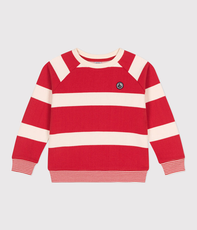 Felpa bambino unisex in cotone a righe rosso AURORA/ AVALANCHE