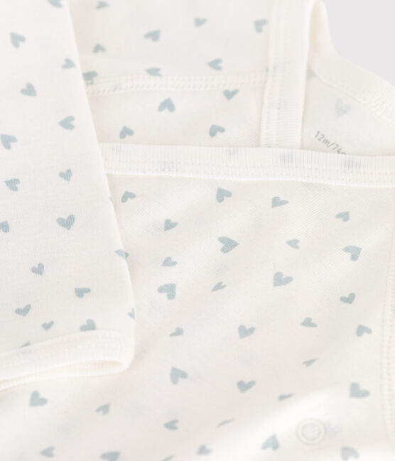 Body incrociati a maniche lunghe in cotone neonato blu MARSHMALLOW/bianco GOMME