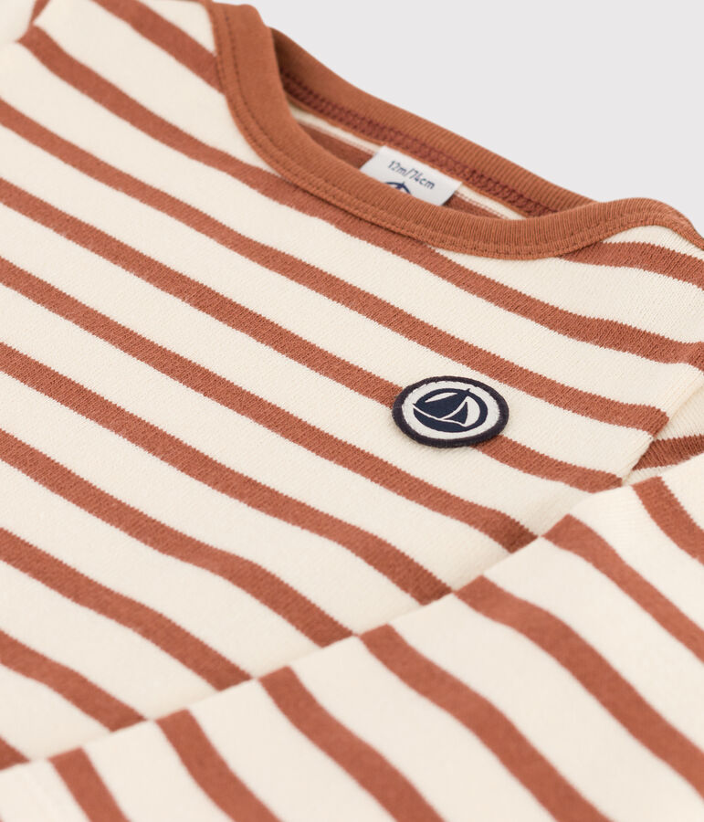 Marini&egrave;re beb&egrave; in jersey spesso ecru/marrone