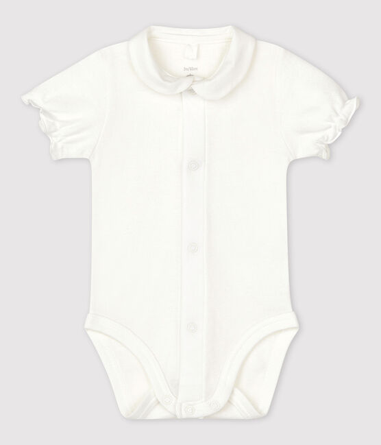 Body bebè a manica corta con colletto in cotone bianco MARSHMALLOW