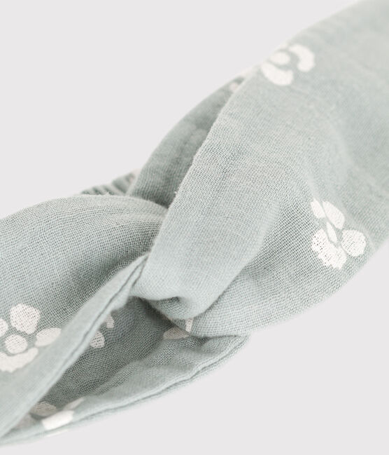 Bandeau bébé en gaze de coton imprimé fleurs blu PAUL/bianco MARSHMALLOW
