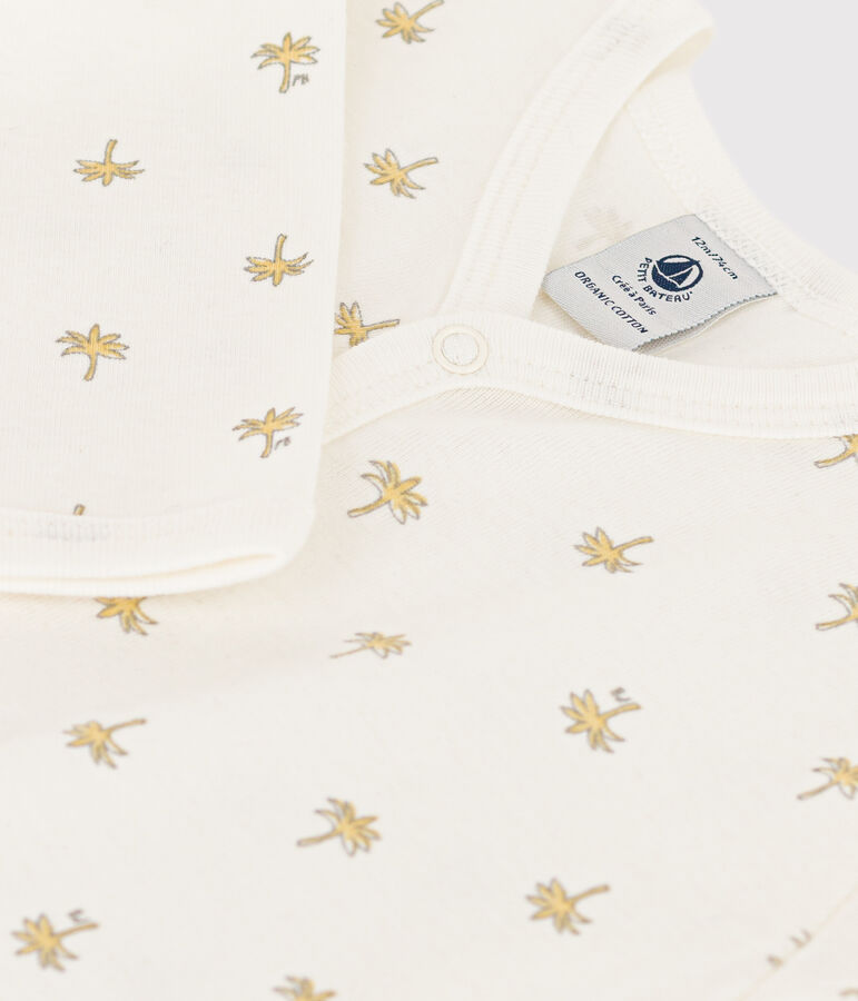 Tutina pigiama palme in cotone bianco/multicolore