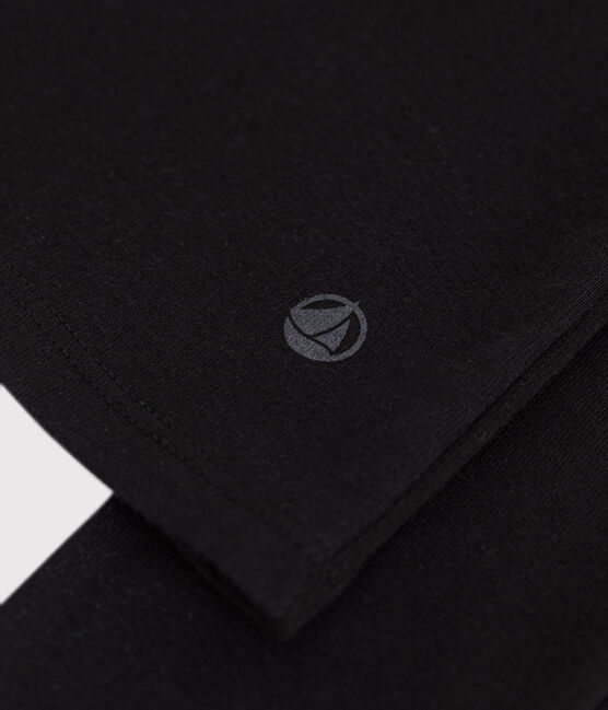 T-shirt donna L'Iconique a maniche lunghe in tinta unita a costine nero BLACK