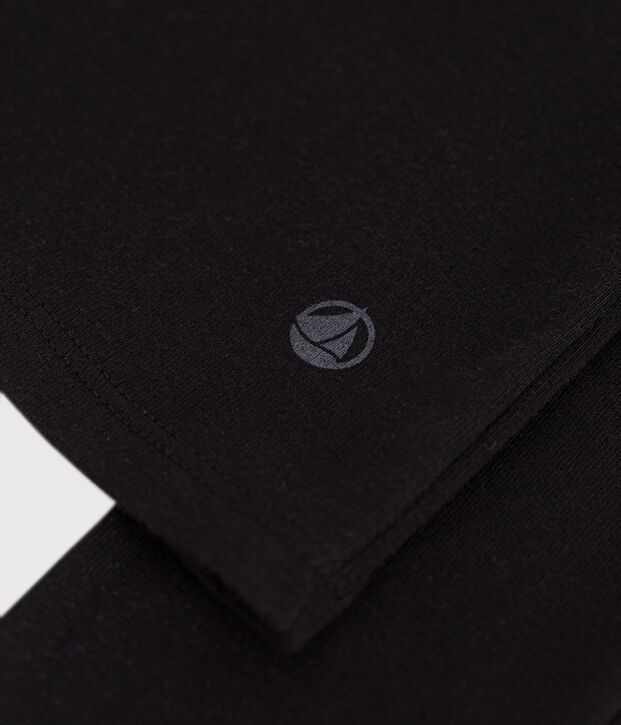 T-shirt donna L'Iconique a maniche lunghe in tinta unita a costine nero