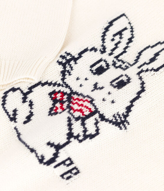 Pullover in lana e cotone bambino bianco MARSHMALLOW/bianco MULTICO