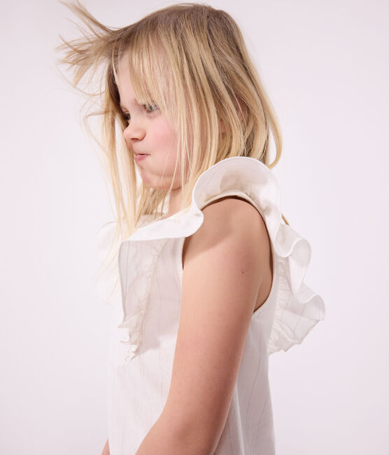 Abito a maniche corte in cotone bambina bianco MARSHMALLOW/grigio ARGENT