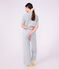 Pigiama in cotone a righe con gamba ampia donna grigio/bianco