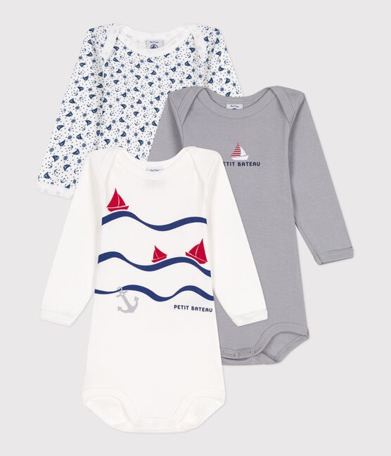 Set di 3 body a maniche lunghe in cotone neonato variante 1