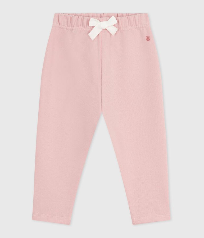 Pantaloni in cotone tinta unita neonato rosa
