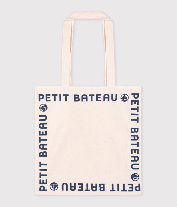 borsa tote in tela bianco/blu
