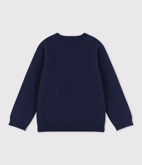 Pullover bambino in lana e cotone blu SMOKING