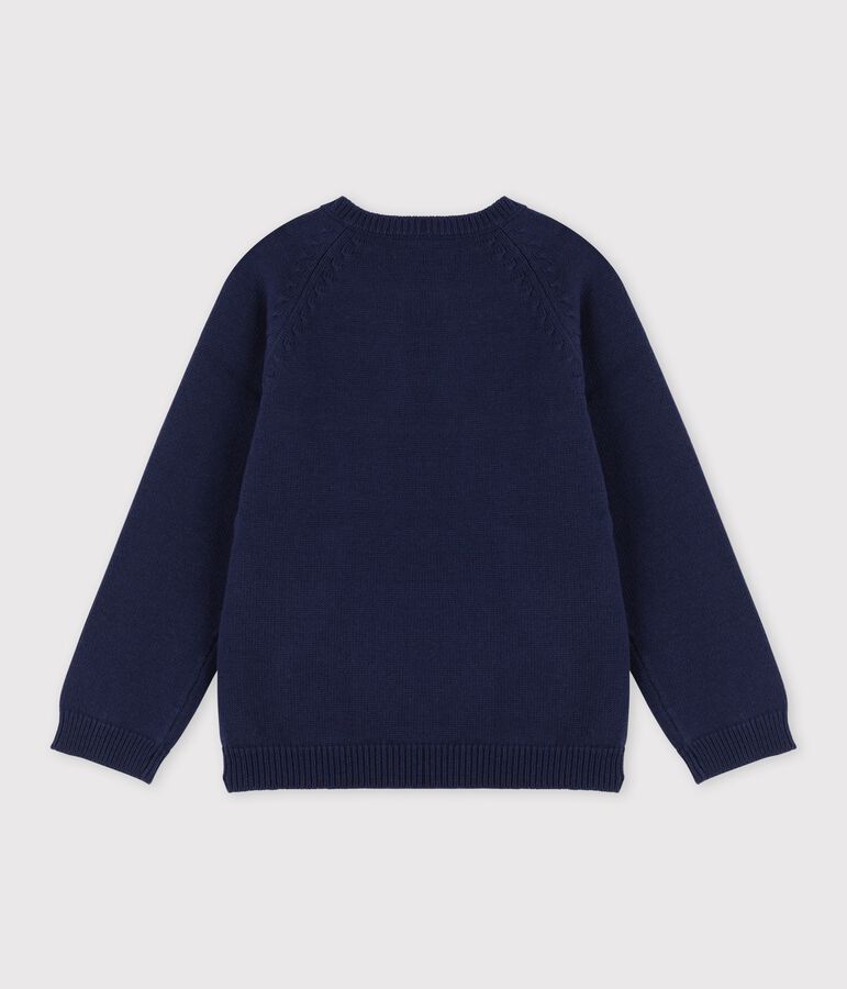 Pullover bambino in lana e cotone blu