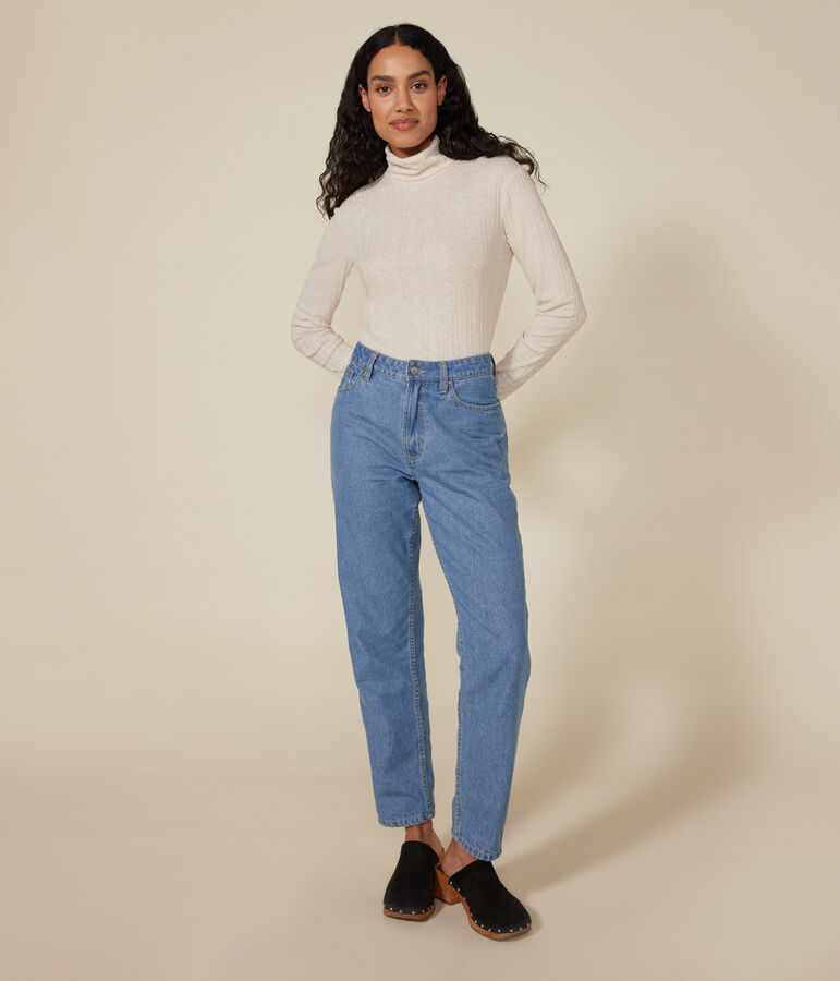 T-shirt L'Iconique donna in cotone fantasia con collo a lupetto beige MONTELIMAR CHINE