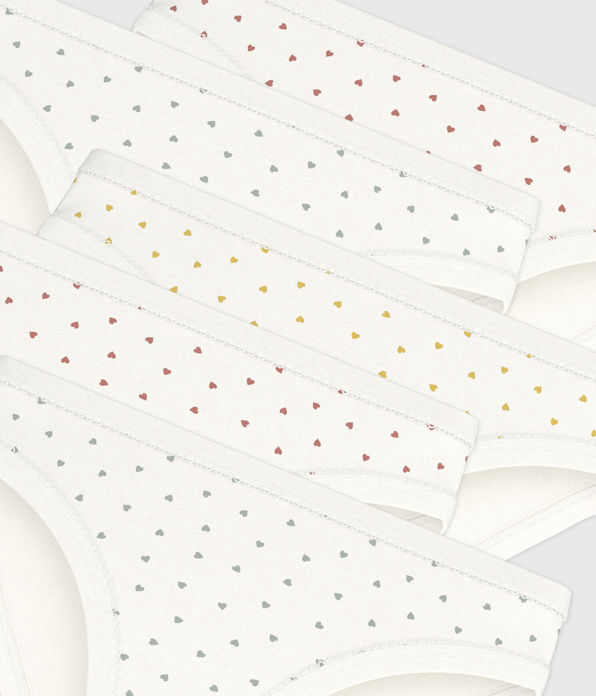 Set di 5 slip bambina in cotone a cuoricini multicolore