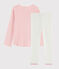 Pigiama rosa a pois bambina a costine trou-trou bianco MARSHMALLOW/rosa CHARME