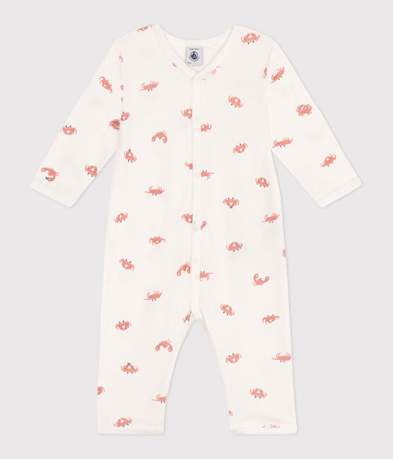 Pigiama senza piedini in cotone con granchi neonato bianco MARSHMALLOW/bianco MULTICO