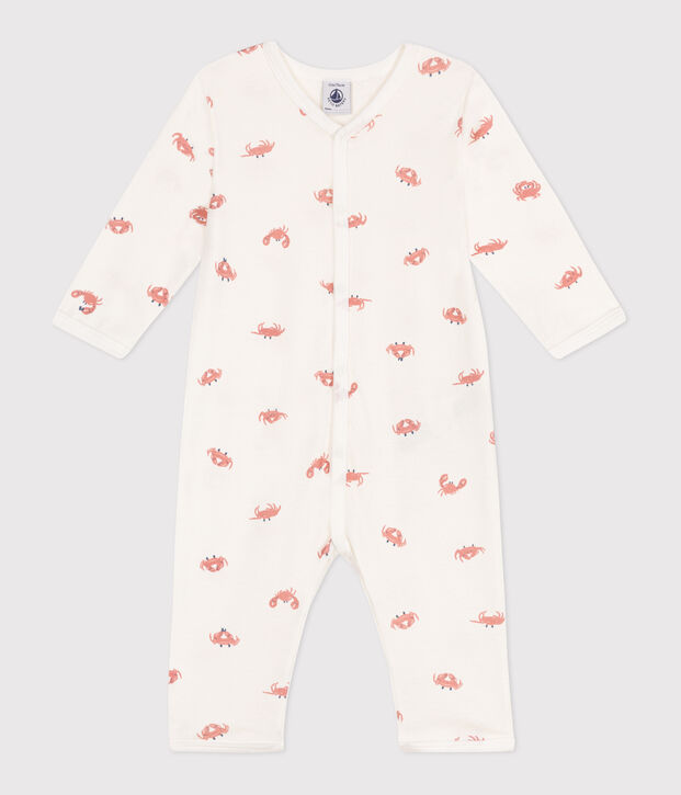 Pigiama senza piedini in cotone con granchi neonato bianco/multicolore